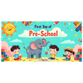 thumbnail image 5 of Colorful and Cheerful First Day Preschool Themed Backdrop Banner with Cartoon Elephant Kids and School Elements Party Decorations for Photography Props Classroom Celebrations Family Gatherings, 5 of 8