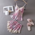 thumbnail image 3 of Daeyard Sexy Lace Cami and Shorts 2 Pieces Pajama Set For Women Silk Floral Pjs Lingerie Set Satin Sleepwear Nightwear, 3 of 4