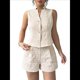 thumbnail image 3 of Conjunto de Dos Piezas de Verano para Mujer: Camiseta Sin Mangas con Botones y Pantalones Cortos de Cintura Alta. Albaricoque L, 3 of 8