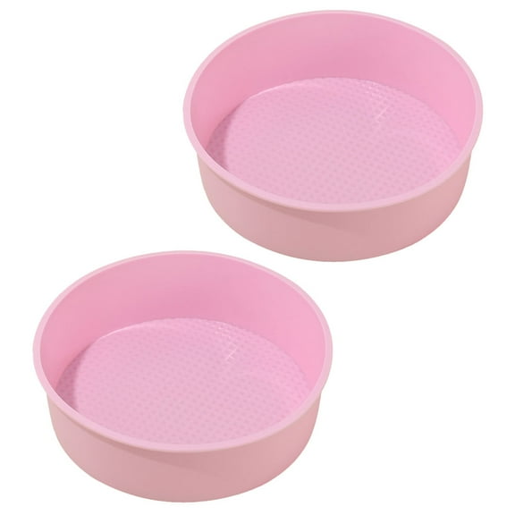 OFFIGAM Silicone Baking Molds Pink 2Pcs 7.9In Round Easy Cleaning Oven Safe