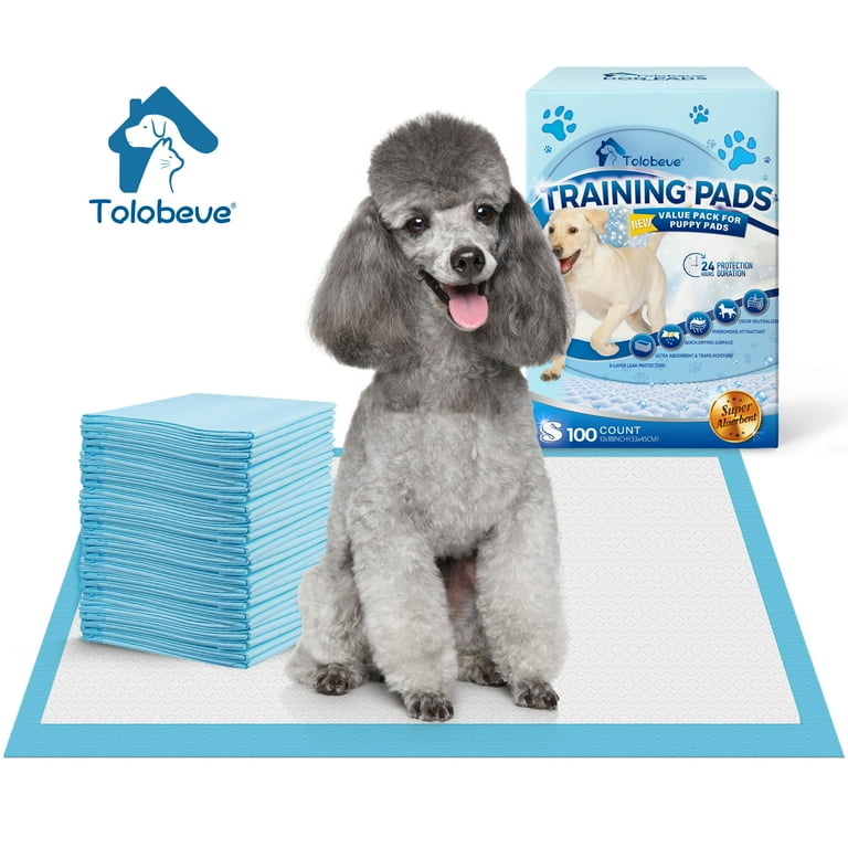 Tolobeve Training Pads Dog Puppy Pads S 13x18 In 100 Count Disposable Dog Pee Pads Size Small 13x18inch 100pcs