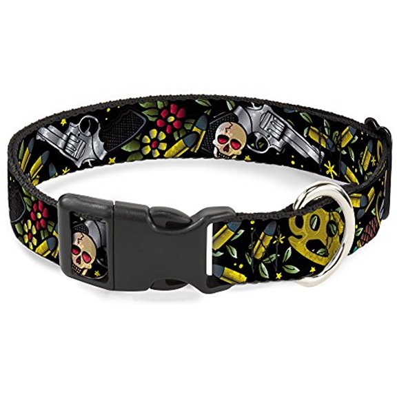 Buckle-Down PC-W30210-NL Born To Raise Hell Gray Plastic Clip Collar, Narrow Large 9-15"