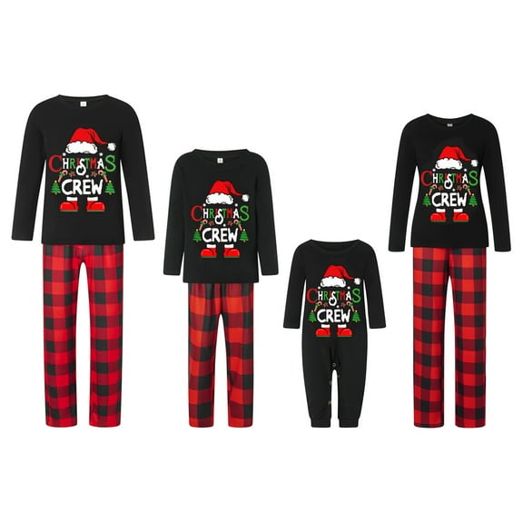 Elippeo Christmas Pajamas for Family, Long Sleeve Tops   Buffalo Plaid Pants Set Sleepwear Loungewear
