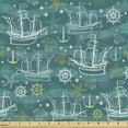 thumbnail image 2 of Nautical Fabric by the Yard Upholstery, Pattern of Outline Big Ships and Marine Elements Shells on Waves, Decorative Fabric for DIY and Home Accents, Multicolor by Ambesonne, 2 of 5