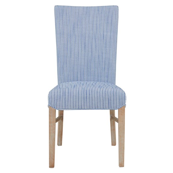 NPD Furniture Milton 19.5" Fabric Chair in Blue Stripes/Natural (Set of 2)