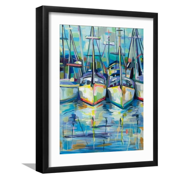 Art.com Morning Dock Art Print by Jeanette Vertentes, Black Frame Wall Art, 17" x 21"