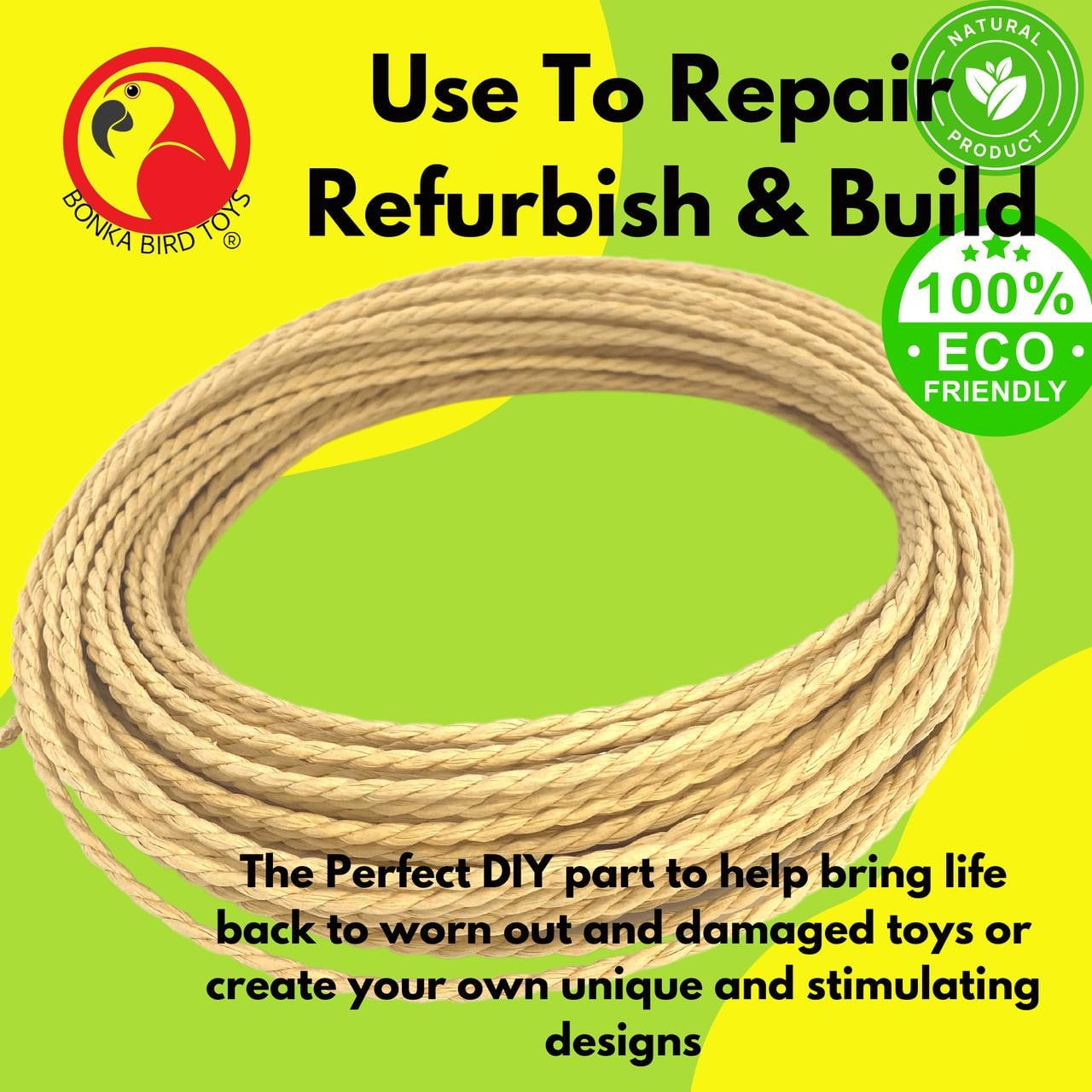 Bonka Bird Toys 2265 Natural Twister 100ft Paper Cord Rope