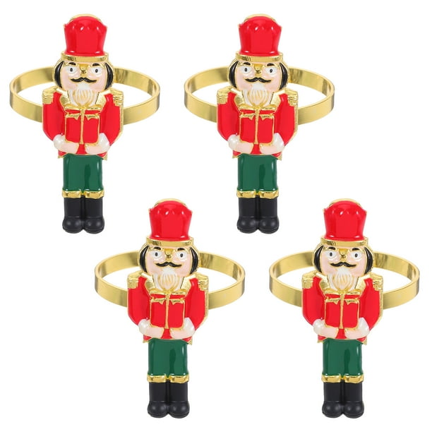 4 anillos para servilletas de cascanueces, porta servilletas navideños, hebillas para servilletas con forma de soldado de cascanueces