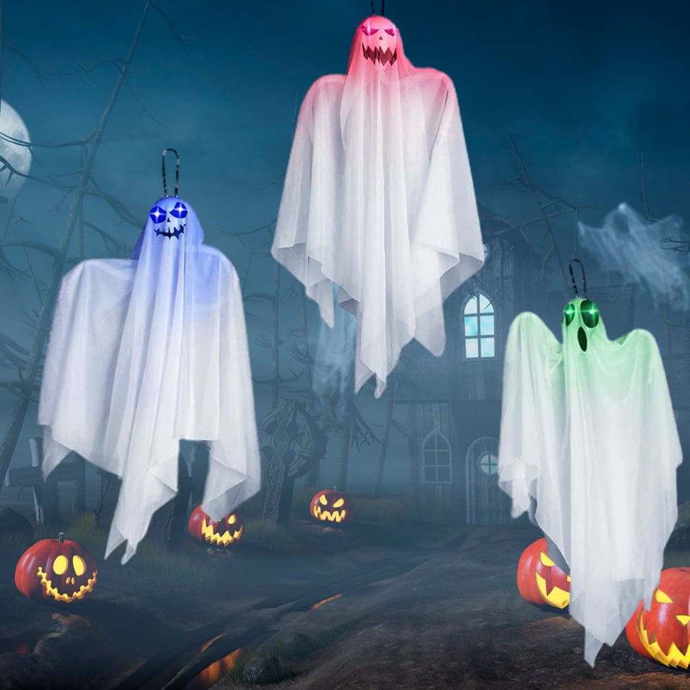 Tree Yard Patio Lawn Garden 26.7 Cute Flying Ghost Glow in the Dark for Night Halloween Party Decorations Supplies for Front Porch 3 Pack Halloween Hanging Ghosts Decorations Indoor Outdoor 