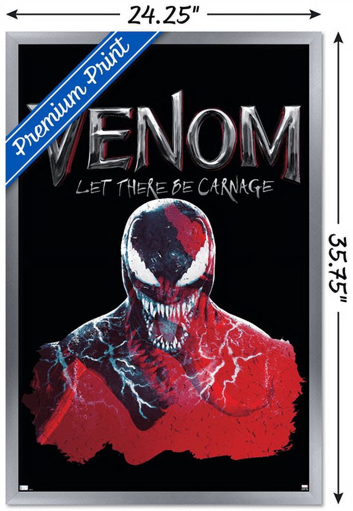 Marvel Venom: Let There be Carnage - Black and Red Wall Poster, 22.375" x 34", Framed