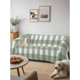 thumbnail image 6 of Sage Green Buffalo Plaid Couch Cover for 2 Cushion Sofa, Farmhouse Green White Checkered Washable Loveseat Sofa Covers Slipcover for Sectional Sofas L-Shaped, Couch Throw Cover 71"x118", 6 of 9