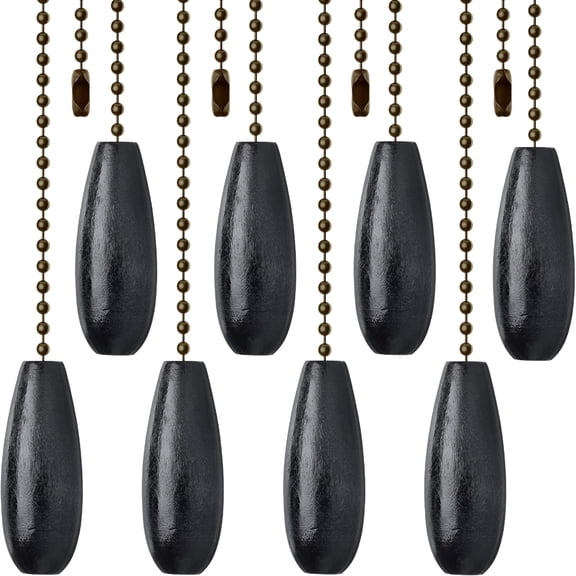 HIBIBUD 8 Pieces Ceiling Fan Pull Chains Extender Wooden Pendant Pull Chain Extension for Ceiling Light Lamp Fan(Black)
