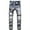 Blue, variant on QHFBli Mens Baggy Jean Washed Print Holes Jeans Splice Casual Trousers