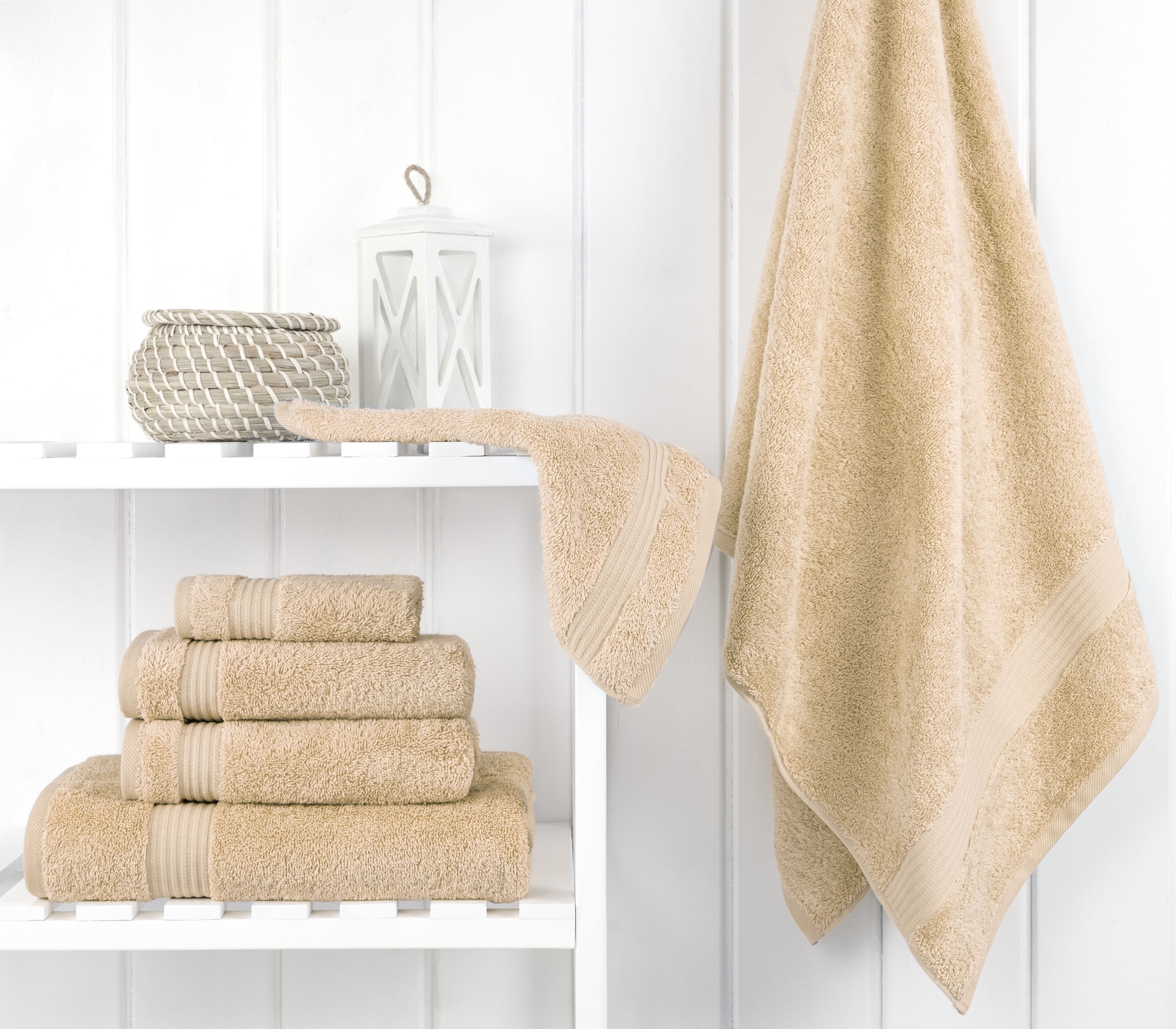 Cotton Paradise 100% Cotton 6 Piece Towel Set, Soft Absorbent Quick Dry Towels for Bathroom, Beige