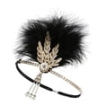 thumbnail image 1 of Qarigey 1920s Feather Headband Headpiece Fancy Headdress Fascinator Prendas para la parte del cuerpo Oro negro 14 cm, 1 of 1