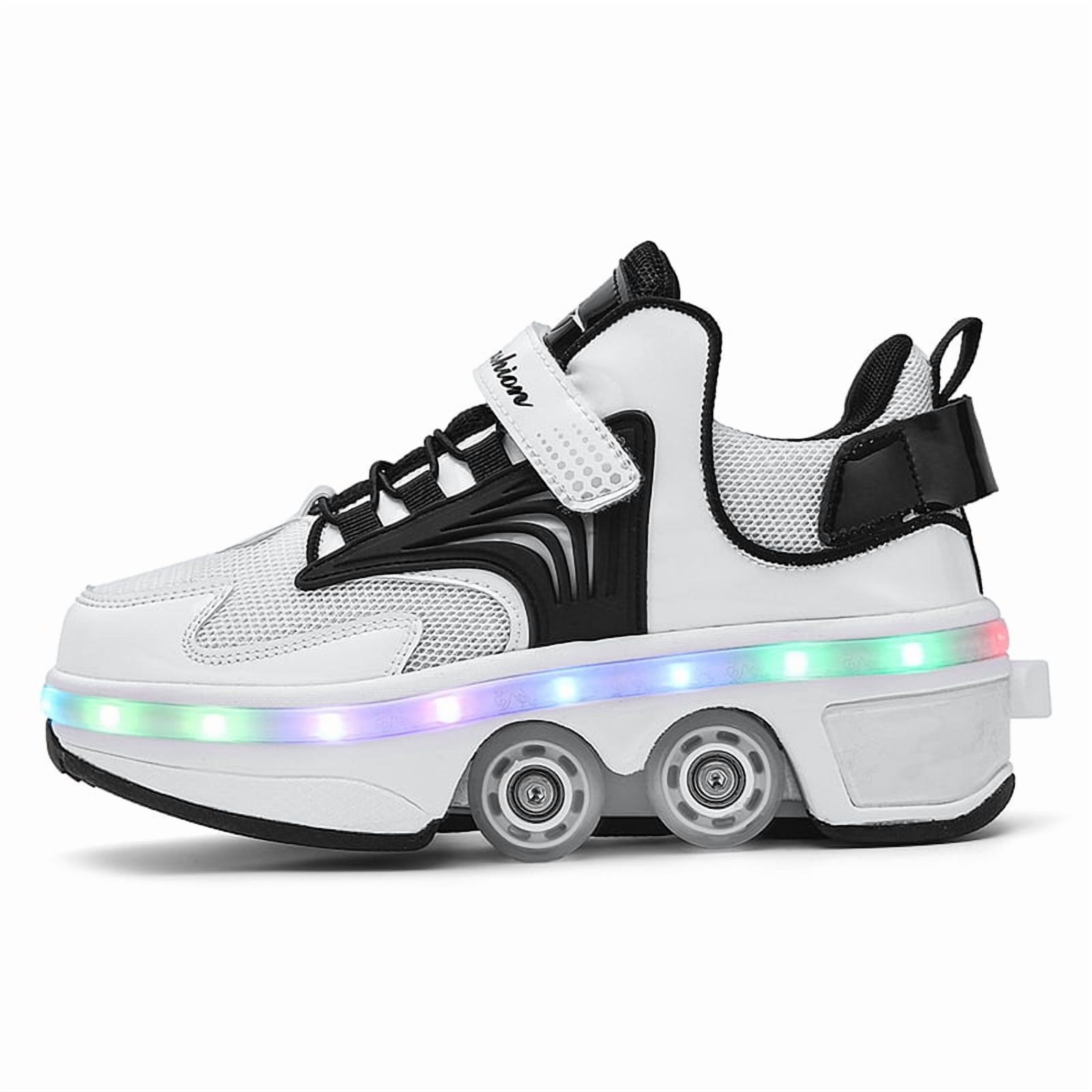 Roller Skates for Women Men, Shoes with Wheels for Girls, Kick Rollers Shoes Retractable for Boys, Adult Parkour Quad Roller Shoes, Inline Skates Children's Outdoor Skates