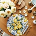 thumbnail image 2 of Yellow Lemon Round 13 Inch Placemats Set of 8, Middle Century Blue Italian Textured HeatResistant Non Slip Place Mats for Dining Table, Wipeable Braided Kitchen Table Mats for Housewarming, 2 of 9