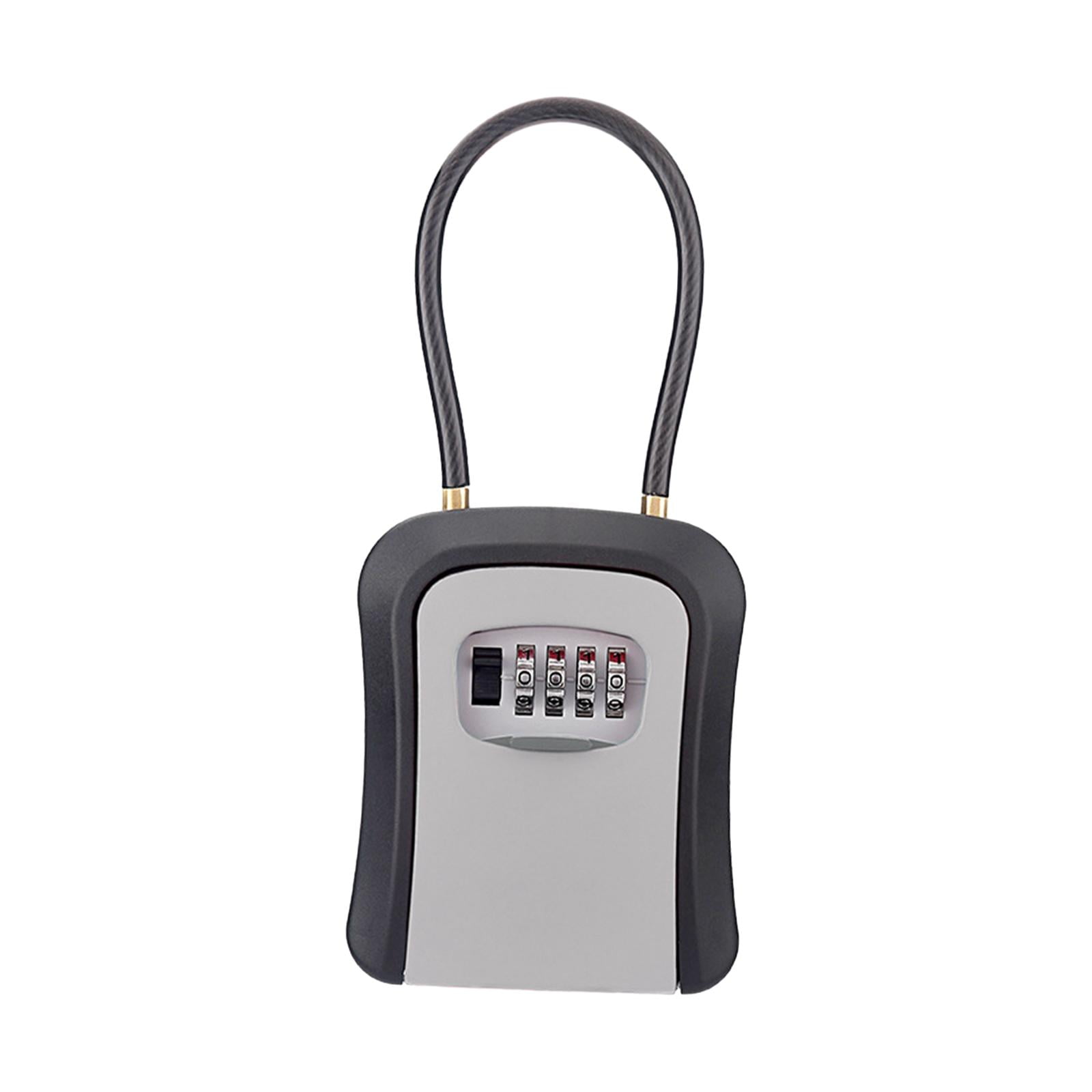 Colaxi Box Key Security Box with 4 Digit Combination Steel Cable Shackle Weatherproof Portable for Door Knob or Car Durable Grey