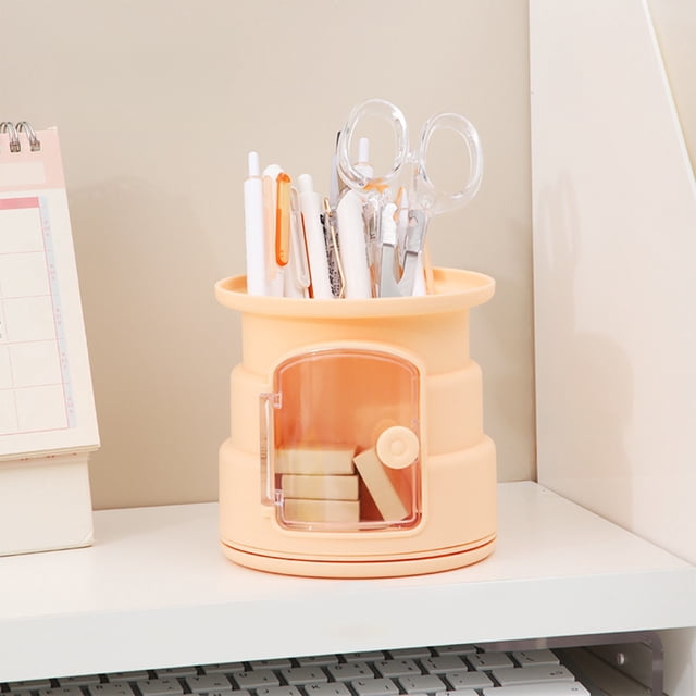 Portalápices Giratorio de 360 Grados | Organizador Multifuncional para Lápices | Caja de Almacenamiento de Escritorio de Abs Resistente para Oficina, Escuela, Maquillaje, Brochas, Tijeras y Rotulador