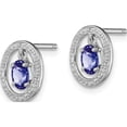 thumbnail image 2 of Sterling Silver Rhodium Plated Diamond & Tanzanite Oval Post Earrings (10 X 8) Made In Thailand qe9926tz, 2 of 5
