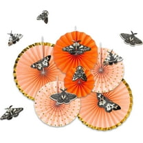 Cheerland Paper Fans Decorations Bohoween Hanging Gold Orange Moth Home Decor
