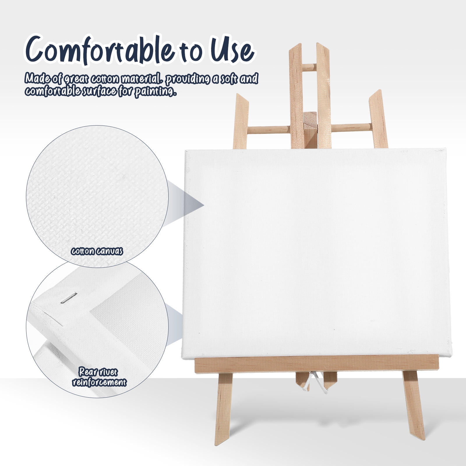HONMEET 6-Pack White Cotton Canvas Boards for Painting, Square Panels Ideal for Oil and Acrylic Art Techniques