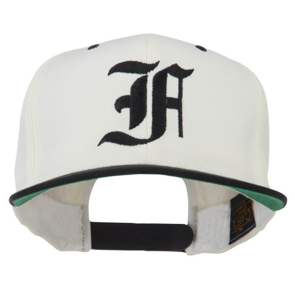 Old English F Embroidered Flat Bill Cap - Natural Black OSFM