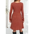 thumbnail image 5 of ANYJOIN Women's Knit Sweater Dress Long Sleeve Pleated Loose Casual Dress with Pockets Knee Length, 5 of 5
