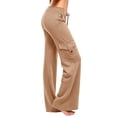 thumbnail image 2 of Smsaxvxz Women's Fleece Lined Cargo Wide Leg Pants Drawstring High Waist Thermal Winter Stretchy Casual Yoga Pants with Pockets, 2 of 6