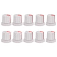 thumbnail image 1 of 10 Pcs Perilla de agujero de eje de 6mm para amplificador de pedal de efectos de altavoz, perilla de potenciómetro blanca con marca roja, 1 of 3