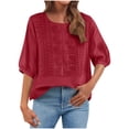 thumbnail image 2 of Blouse for Women Classic Embroidered Eyelet Square Neck 1/2 Lantern Sleeve Loose Fit Boho Style Dressy Top Versatile Office Business Casual Clothes, 2 of 6