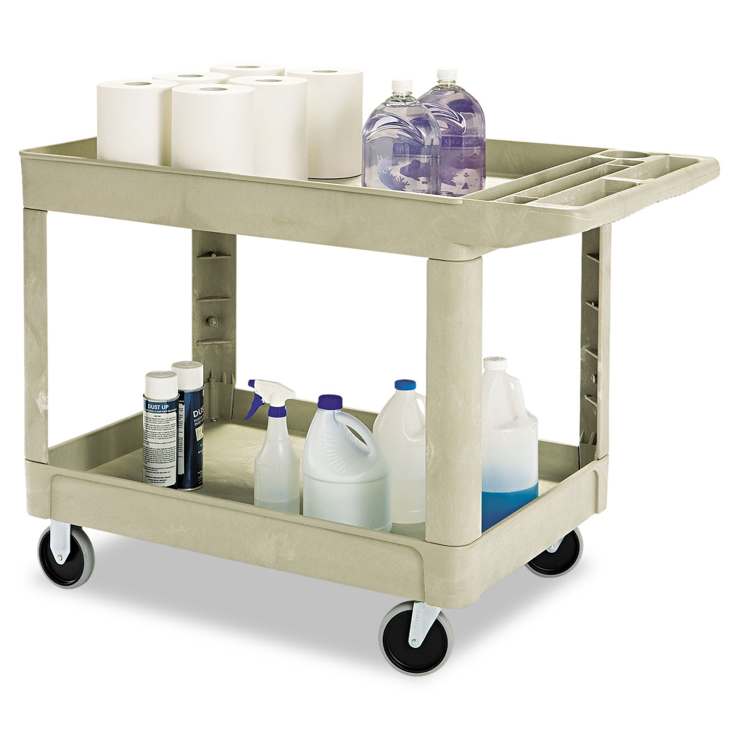 Rubbermaid Heavy-duty Utility Cart, Two-shelf, 25.9w X 45.2d X 32.2h, Beige