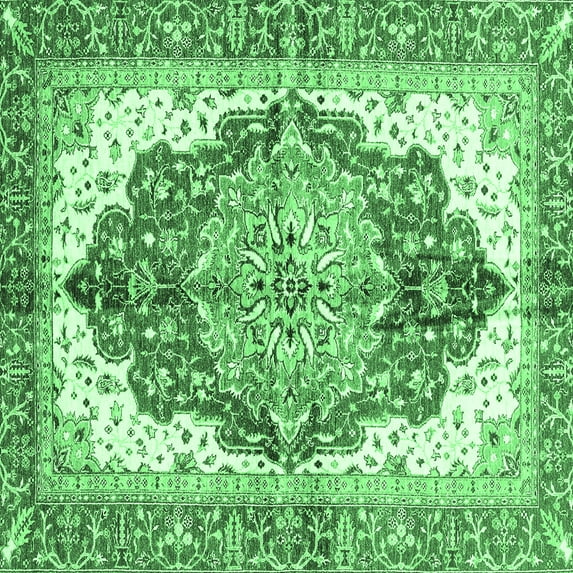 Ahgly Company Indoor Square Persian Emerald Green Traditional Area Rugs, 5' Square