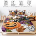 thumbnail image 5 of Twin XL Size Fitted Sheet Set - Pumpkins Halloween 2 Piece Bedding Sets 16" Deep Pocket Fitted Sheet with 1 Pillowcases, Black Horror Purple Floral Botanical Brushed Microfiber Hotel Bed Sheets, 5 of 9
