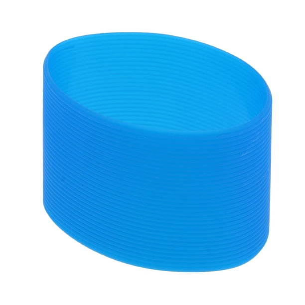 Cubierta de la manga de la taza de la taza de la botella de agua antideslizante redonda del silicón al aire libre, diámetro los 6.5cm Azul oscuro Cola Cubierta de la manga de la caldera