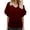 Red, variant on Fashi Casual Women Solid Short Sleeve Batwing Sleeve Blouse V-Neck Loose Tops