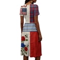 thumbnail image 5 of 250th Anniversary Usa Dresses American Flag Print 4th Of July Dress, Patriotic Midi Wrap V-Neck Party Dress, 5 of 5