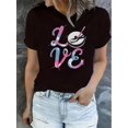 thumbnail image 1 of Camiseta básica para mujer verano SuaveWomen'S Fashion Casual Short Sleeve T-Shirt with Alphabet Pattern Print, Medium Stretch Polyester, Comfortable Summer Top for All SeasonsFather's Day, Mother's, 1 of 7