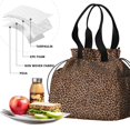 thumbnail image 4 of Brown and Black Leopard Print Drawstring Lunch Bag Women - Drawstring Lunch Bag Insulated for Work Office - Stain-Resistant Large Lunchbags for Women with Multi-Pockets, 4 of 6