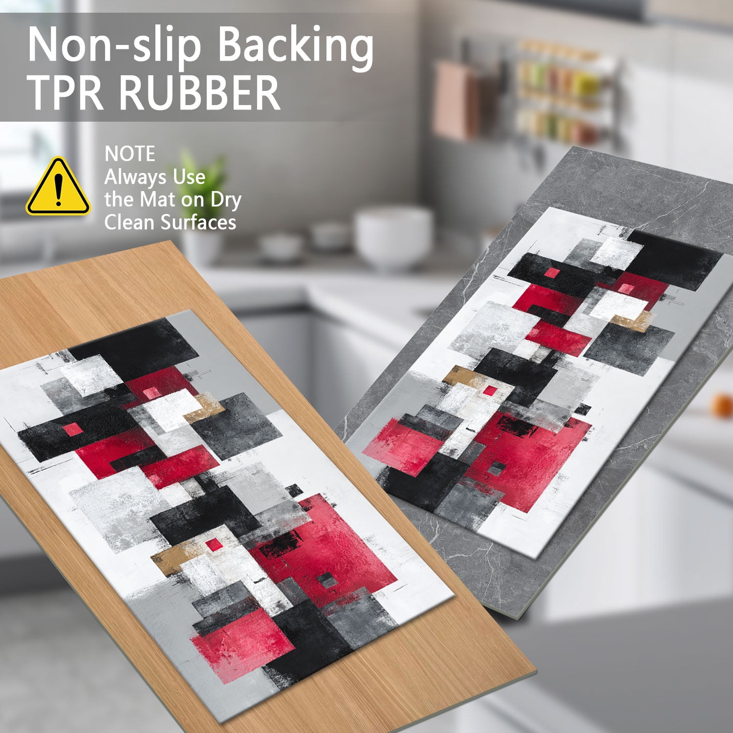 3 Piece Kitchen Rug Set, Non-Slip And Washable, Abstract Pattern Kitchen Hallway Rug, Soft And Comfortable, Suitable For Sinks, Floors, Entrances, Hallways and Bathrooms
