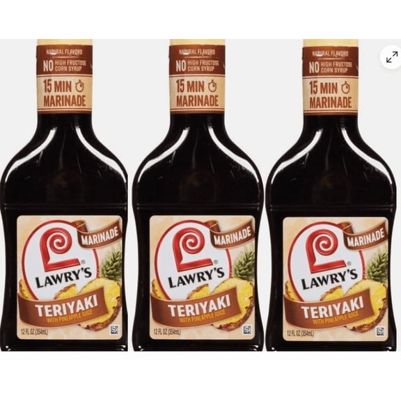 Teriyaki with Pineapple Marinade, 3 Bottles, 12 Oz Each