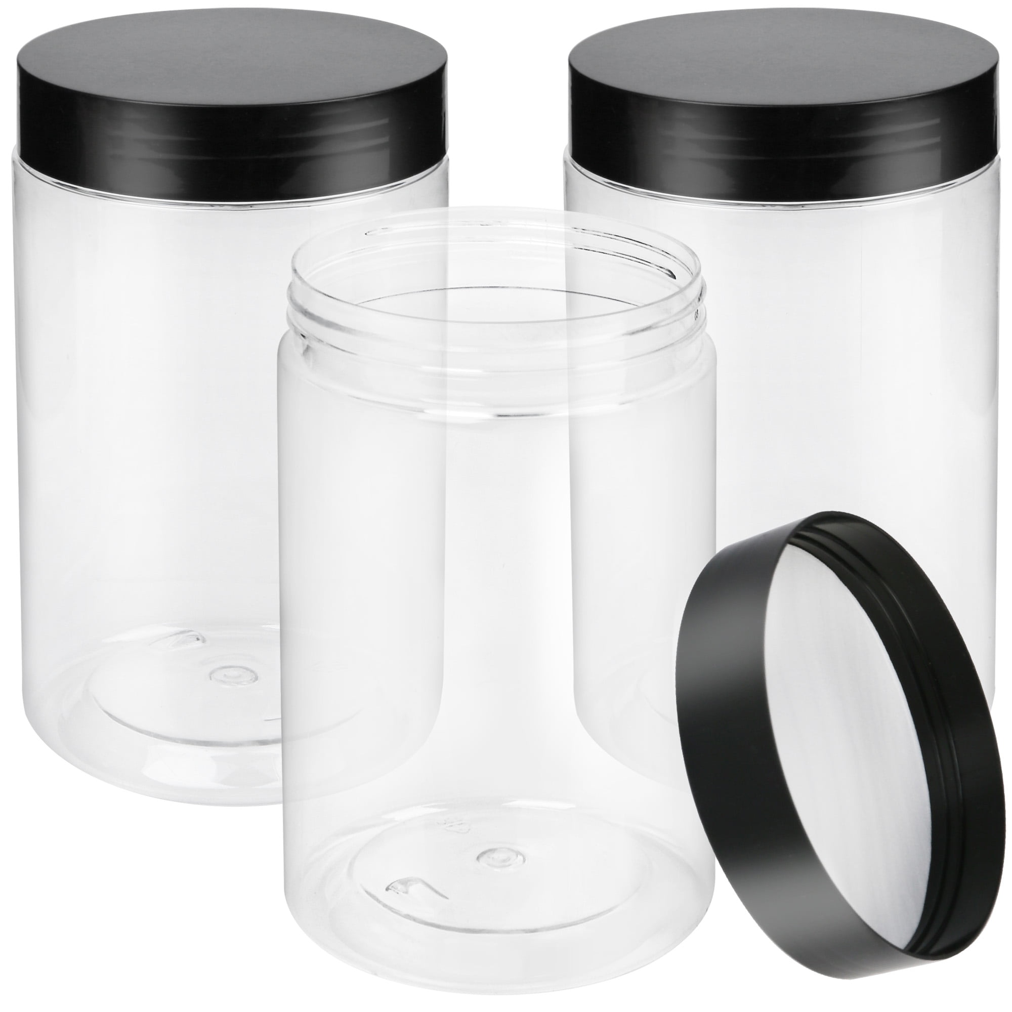 PeacePeo Plastic Jars with Lids 16OZ, Plastic Jars 24Pcs Slime