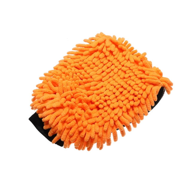 Naranja y Gris Chenille Coral Lana Coche Limpieza Lavado Doble Lado