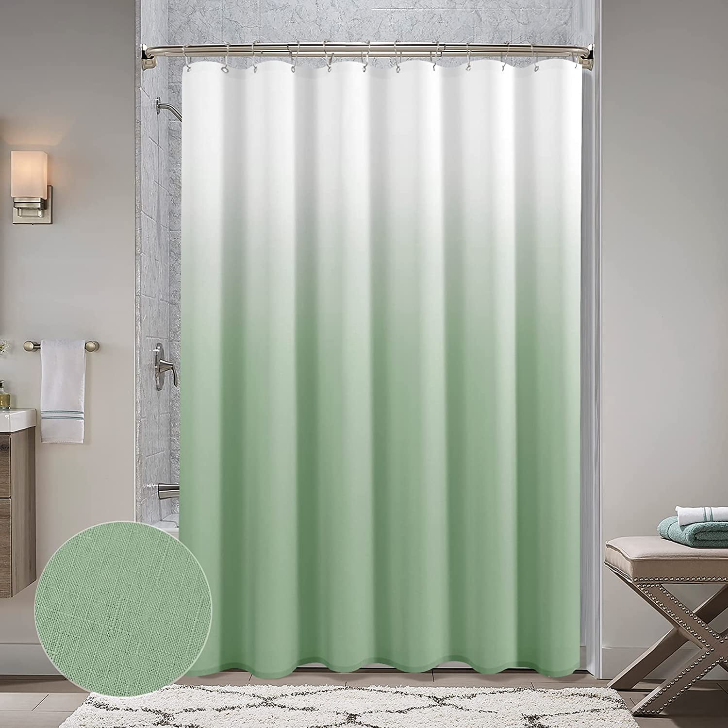 Sage Green Shower Curtains for Bathroom, Ombre Textured \u200bFabric ...