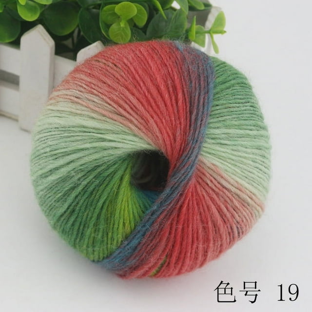 Granjero Gordo Paquete de 2 hilos suaves de arcoíris, 100 % lana, hilo multicolor degradado para tejer a crochet, longitud total 180 m × 2, 392 yardas, 100 g, R