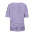 thumbnail image 5 of GZWYHT Boho Floral Tops，Loose Pleated Printed T Shirts Shirts Plus Size 3/4 Sleeve Tunic Top Women's Summer Graphic T-Shirts Cute Casual Retro Casual 3/4 Sleeve Gauze Purple XL, 5 of 9