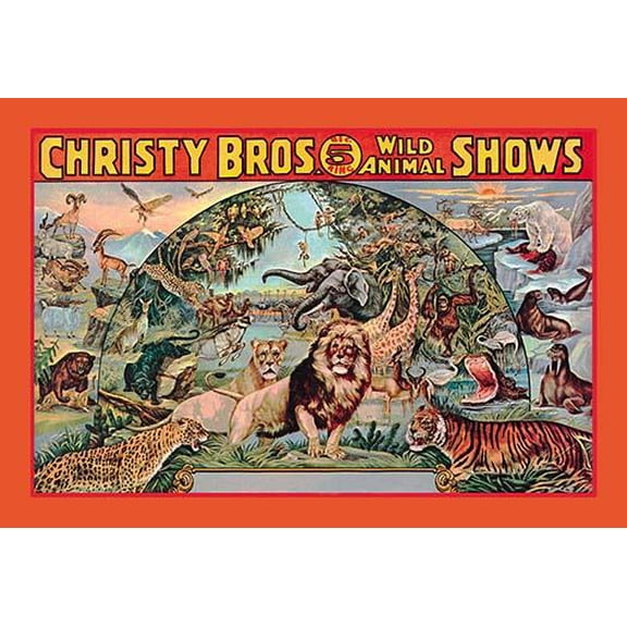 Christy Bros. 5 Ring Wild Animal Shows Museum quality giclee print canvas wrap(20" x 30")