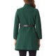 thumbnail image 3 of Abrigo largo de invierno de doble botonadura para mujer con cuello alto y mangas largas en verde oscuro M, 3 of 5