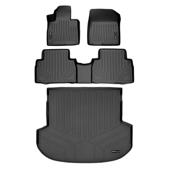 SMARTLINER 3 Rows Custom Fit Floor Liners Compatible with 2019 - 2020 Hyundai Santa Fe 5 Passenger (Gasoline)