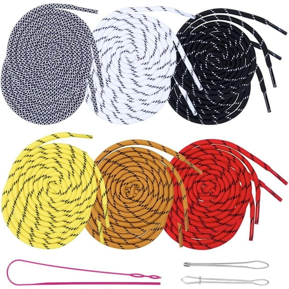 6 Colors 12PCS Drawstring Cord Replacement Kit Colorful Round Drawstrings Replacement with Easy Threaders Iron Bodkin DIY Draw Strings Rope Tool Set for Shorts Pants Jackets Coats Hoodies